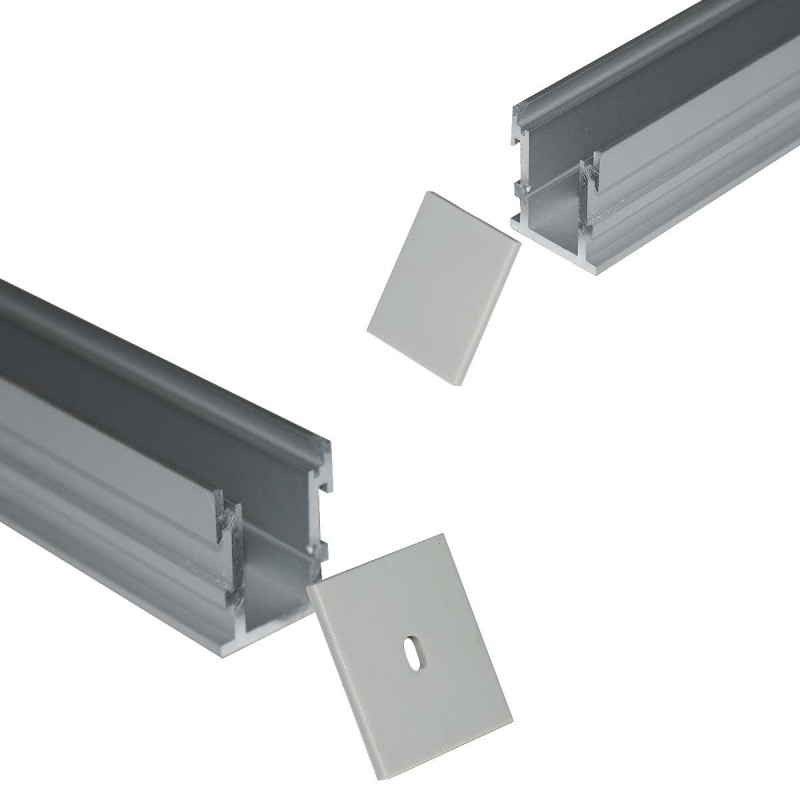 Aluminum profile for recessed LED strip with diffuser - 2 covers - 21x26mm - IP54 - 2 meters