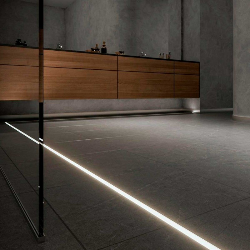 Aluminum profile for recessed LED strip with diffuser - 2 covers - 21x26mm - IP54 - 2 meters