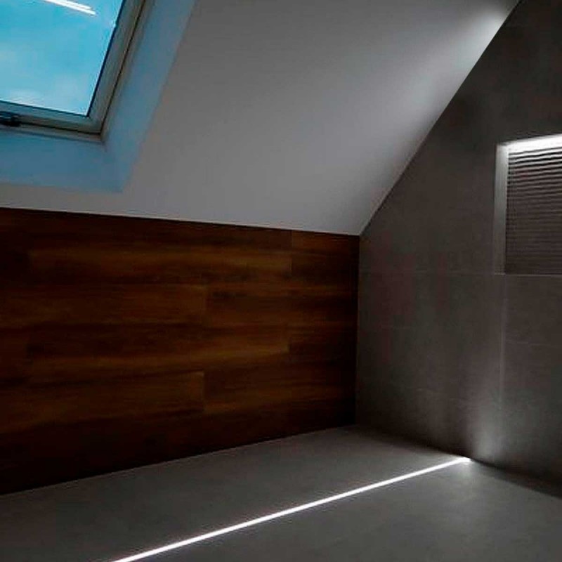 Aluminum profile for recessed LED strip with diffuser - 2 covers - 21x26mm - IP54 - 2 meters