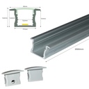 Recessed aluminum profile for LED strip with diffuser - 2 covers - 23x15mm - 2 meters