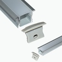 Recessed aluminum profile for LED strip with diffuser - 2 covers - 23x15mm - 2 meters