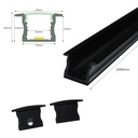 Recessed aluminum profile for LED strip with diffuser - 2 covers - 23x15mm - 2 meters