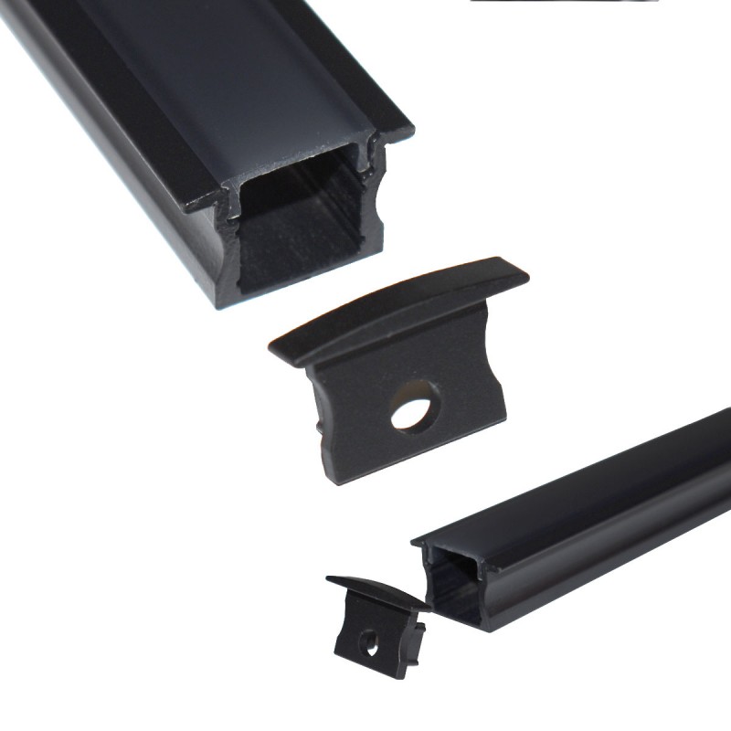 Recessed aluminum profile for LED strip with diffuser - 2 covers - 23x15mm - 2 meters