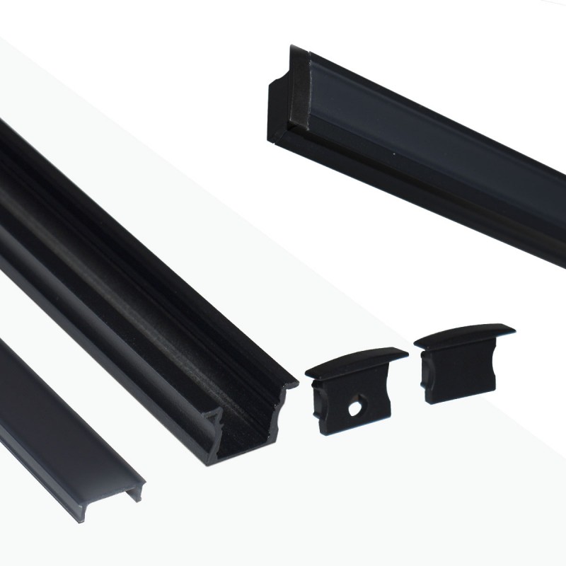 Recessed aluminum profile for LED strip with diffuser - 2 covers - 23x15mm - 2 meters