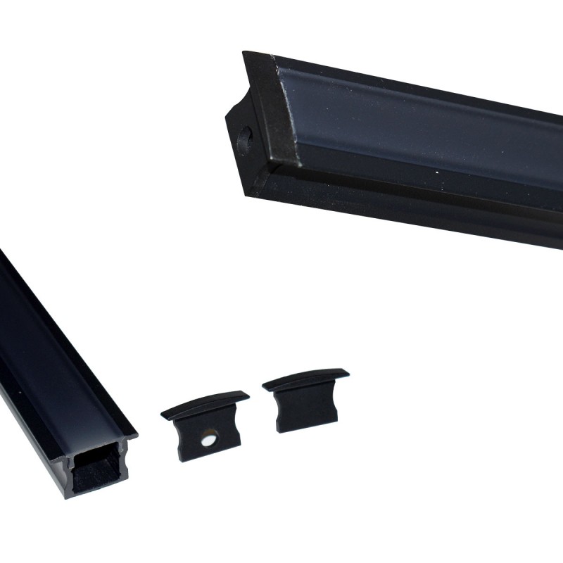 Recessed aluminum profile for LED strip with diffuser - 2 covers - 23x15mm - 2 meters