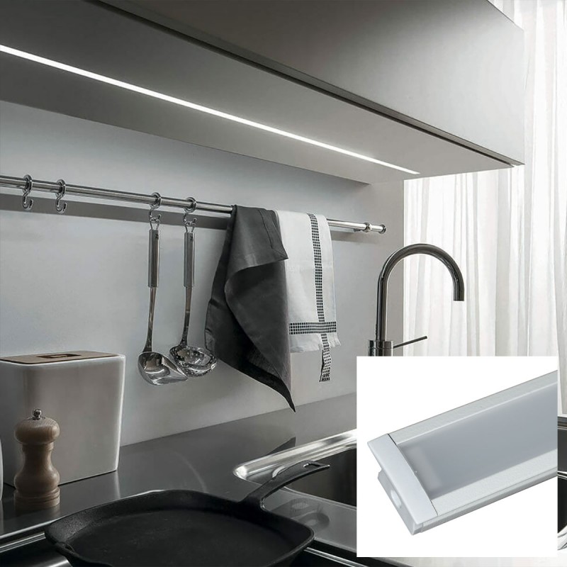 Recessed aluminum profile for LED strip with diffuser - 2 covers - 23x15mm - 2 meters