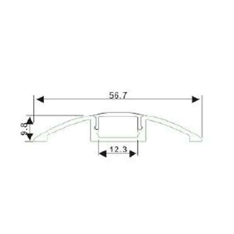 Aluminum Profile 58x9mm Half Moon Shaped Surface (2 mt)