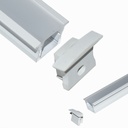 Recessed aluminum profile for LED strip with diffuser - 2 covers - 23x15mm - 2 meters
