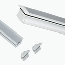 Recessed aluminum profile for LED strip with diffuser - 2 covers - 23x15mm - 2 meters