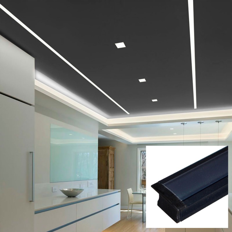 Recessed aluminum profile for LED strip with diffuser - 2 covers - 23x15mm - 2 meters