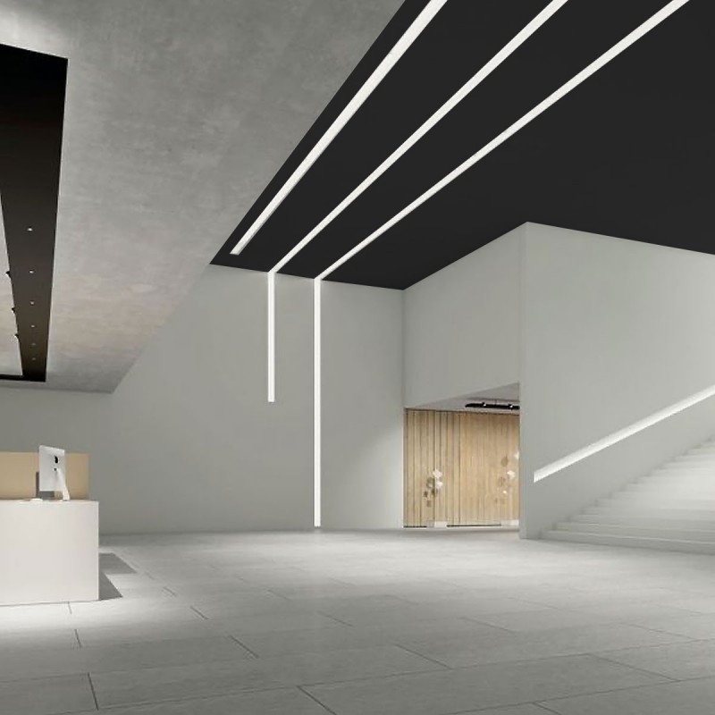 Recessed aluminum profile for LED strip with diffuser - 2 covers - 23x15mm - 2 meters