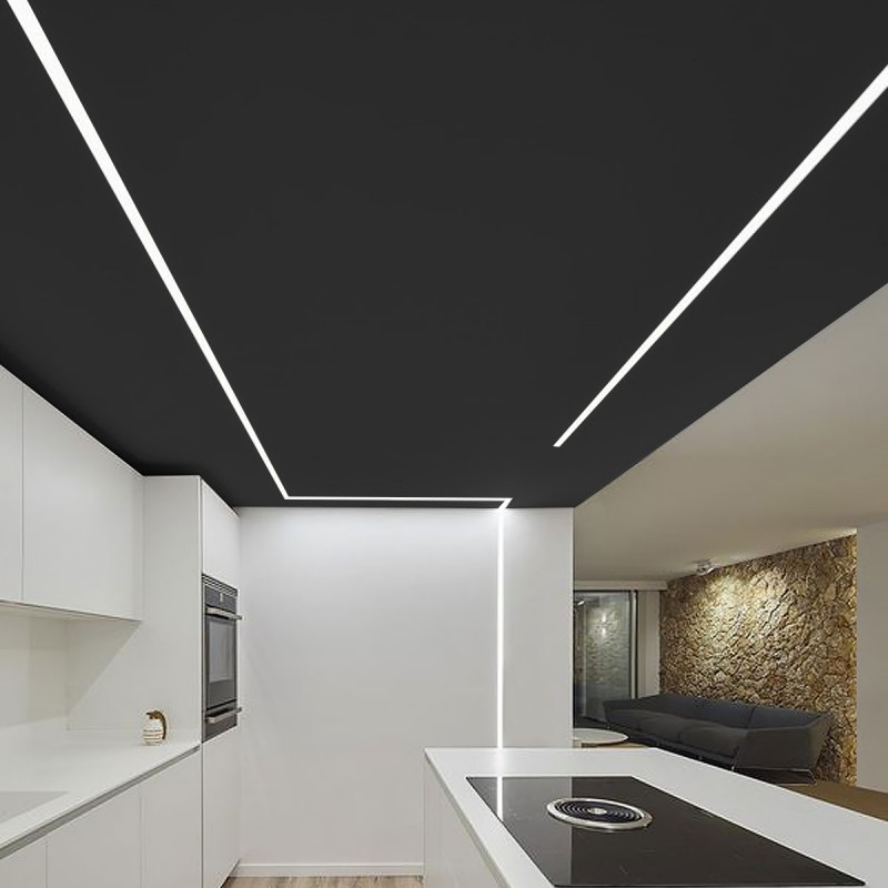 Recessed aluminum profile for LED strip with diffuser - 2 covers - 23x15mm - 2 meters