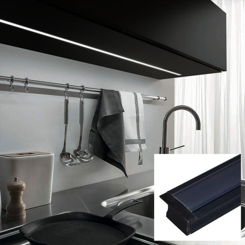 Recessed aluminum profile for LED strip with diffuser - 2 covers - 23x15mm - 2 meters