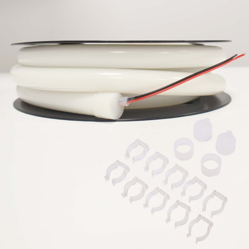 Flexible LED neon 360º circular - 24V DC - Ø20mm - 5 meters - 13W/m - Complete kit - IP67