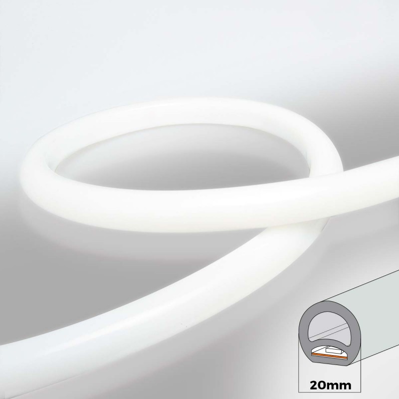 Flexible LED neon 360º circular - 24V DC - Ø20mm - 5 meters - 13W/m - Complete kit - IP67