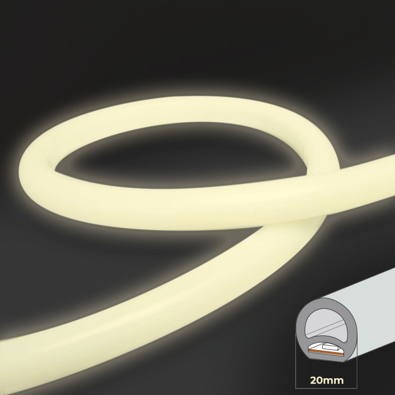 Flexible LED neon 360º circular - 24V DC - Ø20mm - 5 meters - 13W/m - Complete kit - IP67