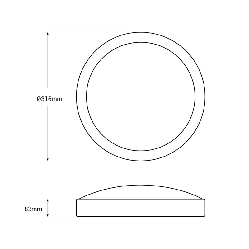 LED waterproof ceiling light with sensor - CCT - Adjustable power 12W-16W - Ø30cm - IP65