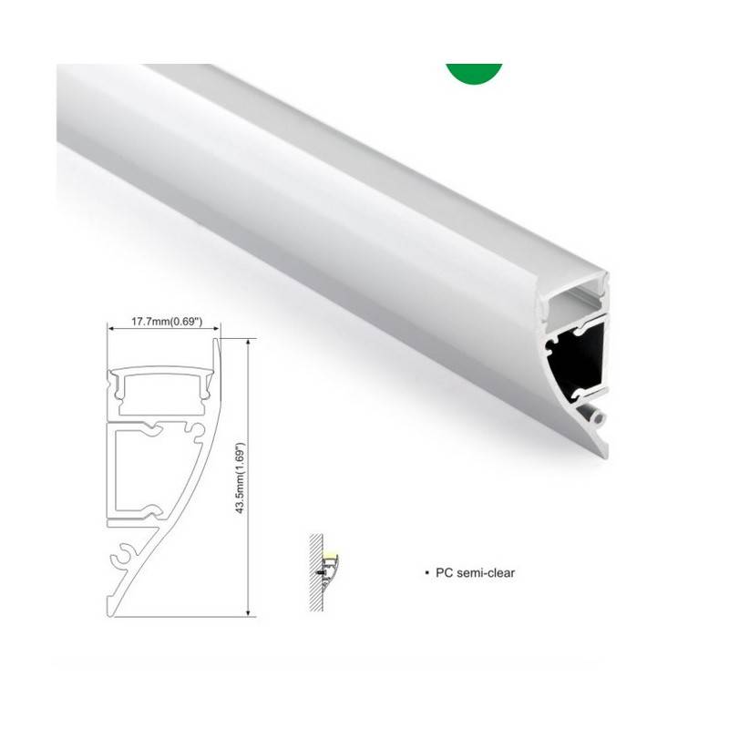 Aluminum profile for LED strip wall washer 18x44mm (2mt)