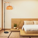 Wood and wicker floor lamp "Frankie" - E27