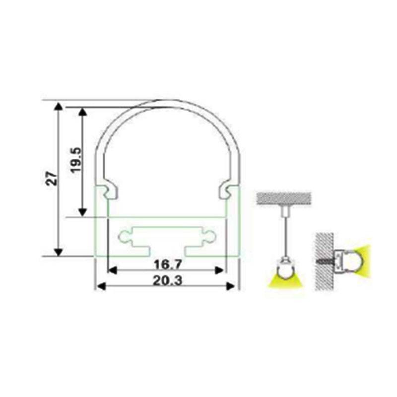 Profile for suspension or surface LED strip 20x27mm (2meters)