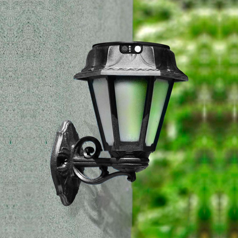 BISSO/ROSETTA" wall-mounted solar garden lantern with PIR sensor - 3 operating modes - CCT