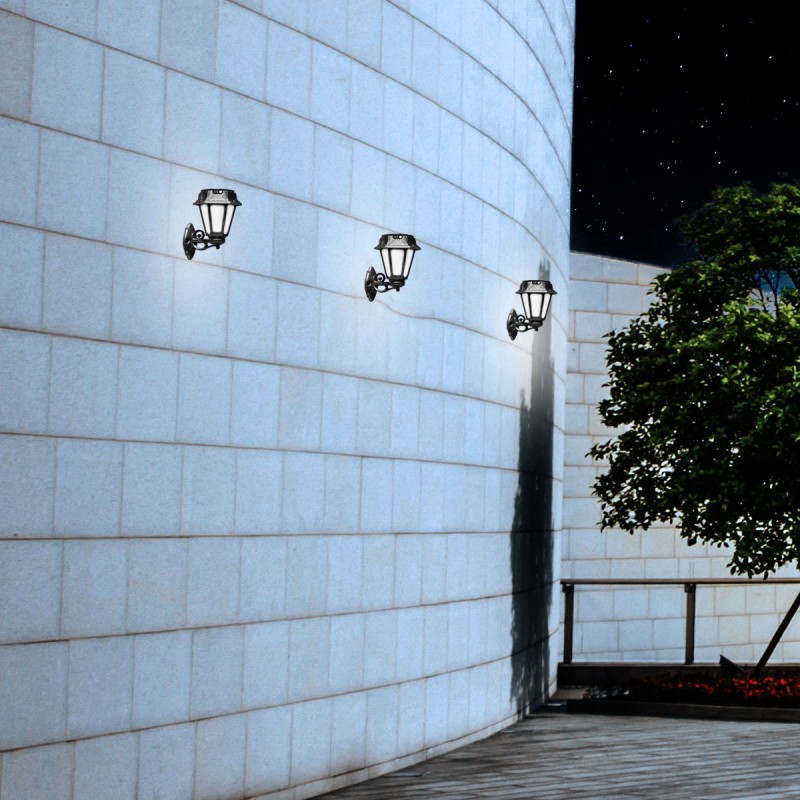 BISSO/ROSETTA" wall-mounted solar garden lantern with PIR sensor - 3 operating modes - CCT