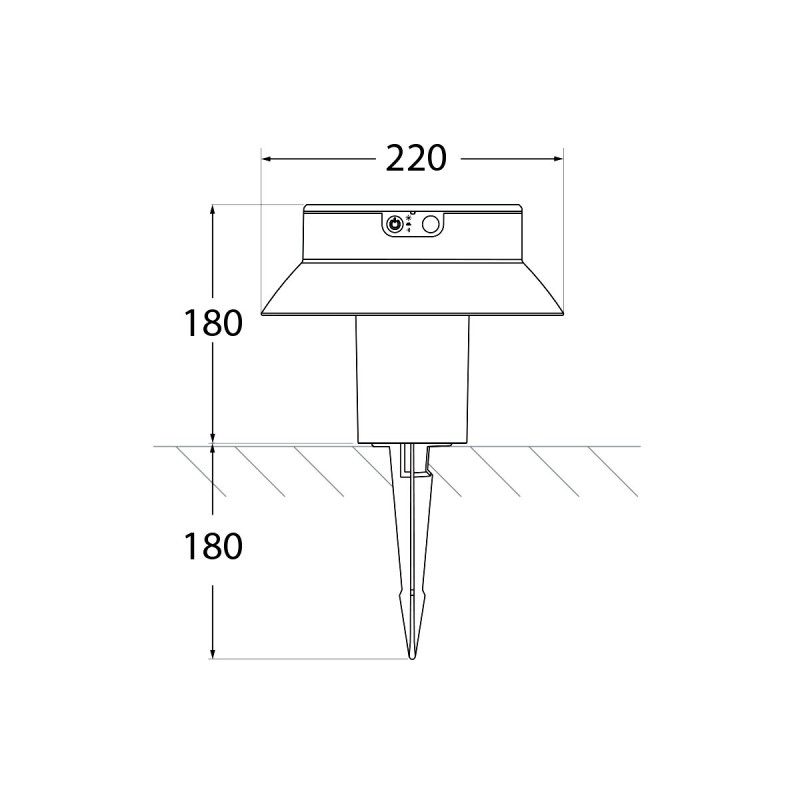 Solar LED bollard with stake "FELICE 200 SPIKE" 18cm with PIR sensor - 3 modes of operation - CCT