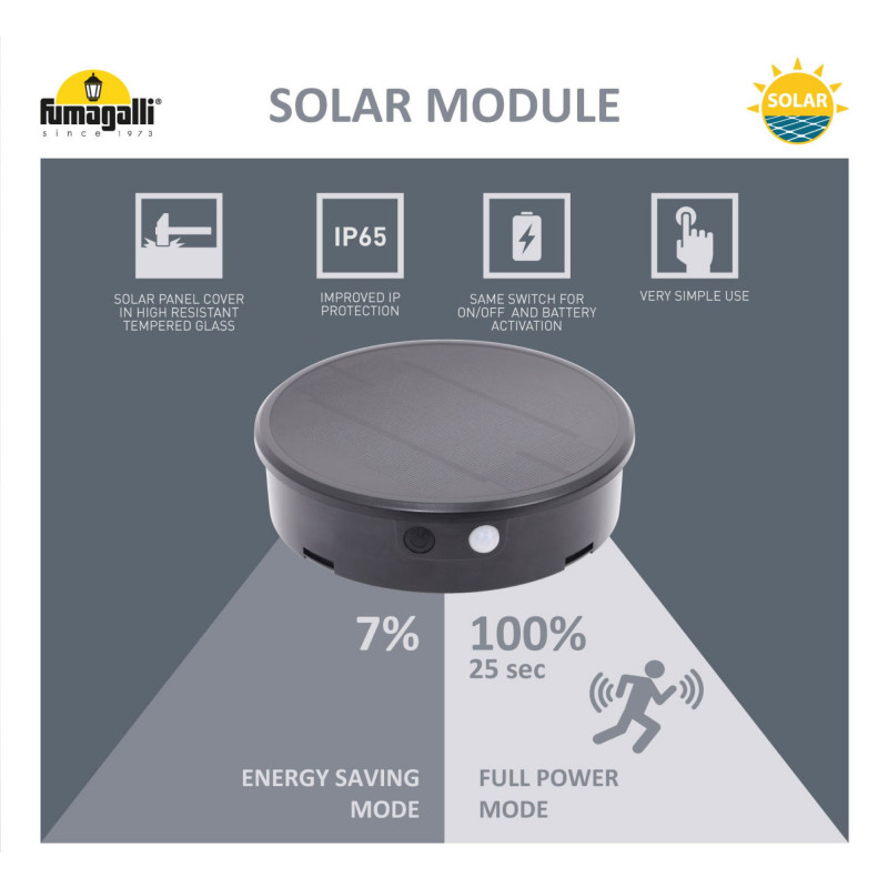 Solar LED bollard "FELICE 400" 33cm with PIR sensor - 3 operating modes