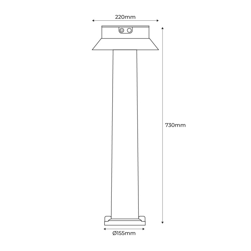 Solar LED bollard "FELICE 800" 73cm with PIR sensor - 3 operating modes
