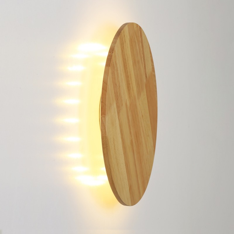 Circular wooden wall light "Lune" - 12W - Ø 20cm