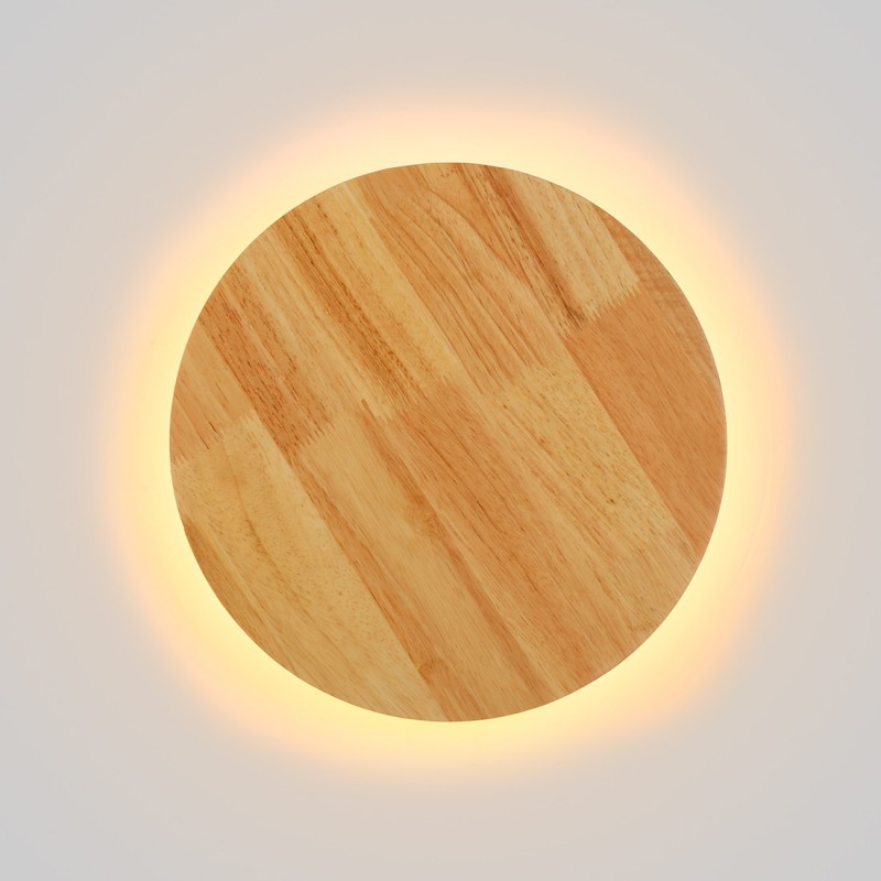 Circular wooden wall light "Lune" - 12W - Ø 20cm