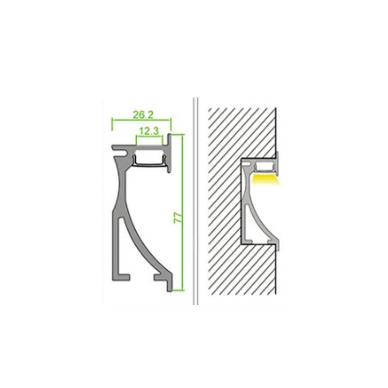 Recessed profile for wall washer 26x78mm socket (2mt)