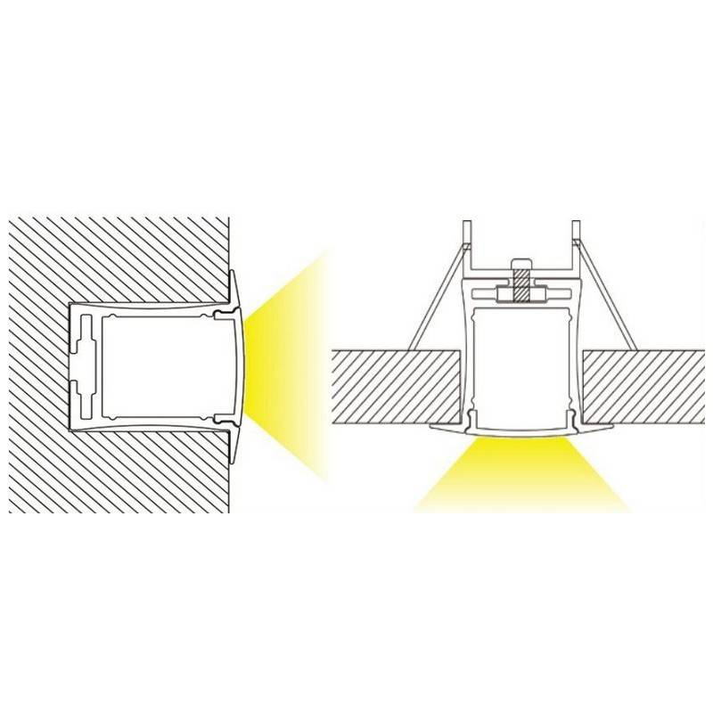 Aluminum profile for recessed LED strip 36x28mm (2metros)