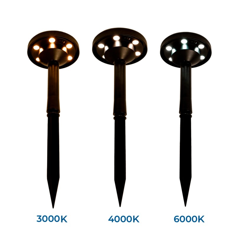 Pack x 2 - LED CCT outdoor solar spotlight with spike - 1W - IP65