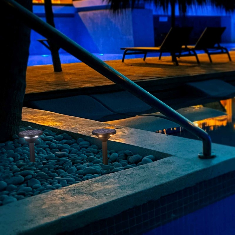 Pack x 2 - LED CCT outdoor solar spotlight with spike - 1W - IP65