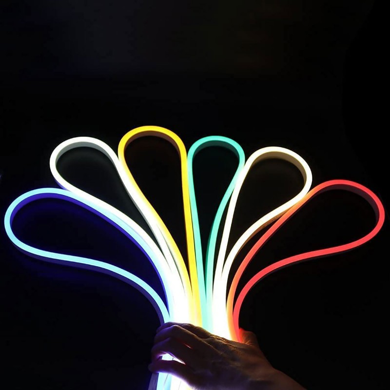 Flexible LED neon 24V DC - 4x10mm - 5 meters - Complete kit - IP67 - 11W/m - Lateral curvature
