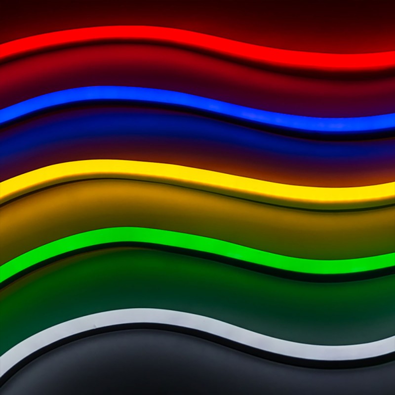 Flexible LED neon 24V DC - 4x10mm - 5 meters - Complete kit - IP67 - 11W/m - Lateral curvature