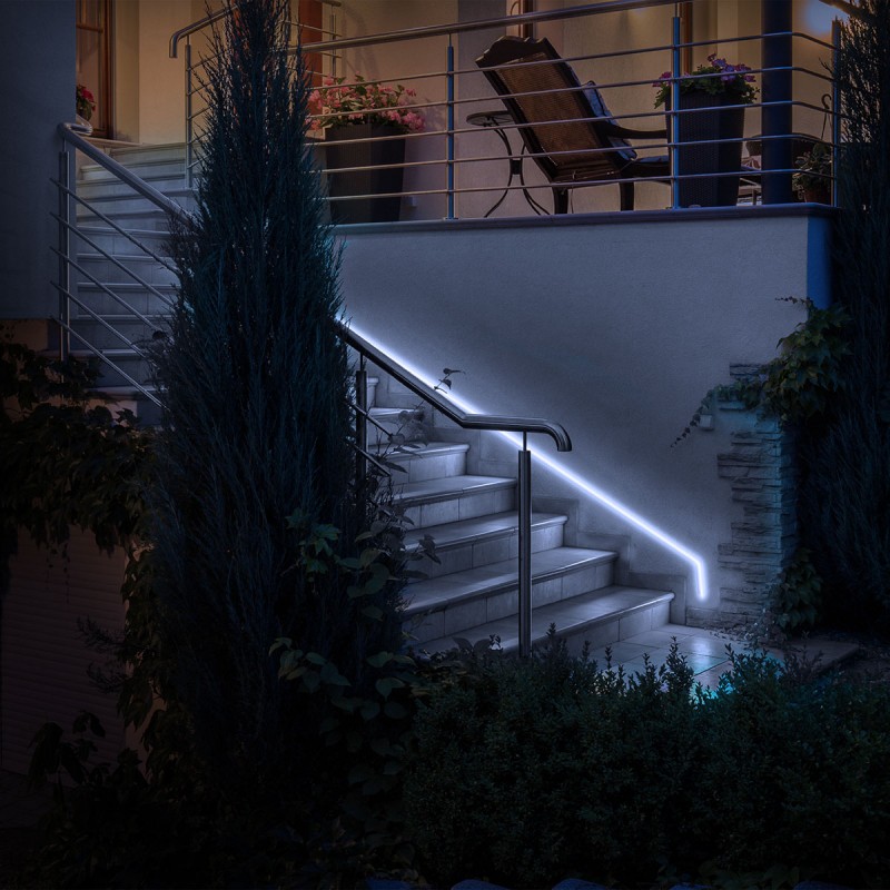 Flexible LED neon 24V DC - 4x10mm - 5 meters - Complete kit - IP67 - 11W/m - Lateral curvature