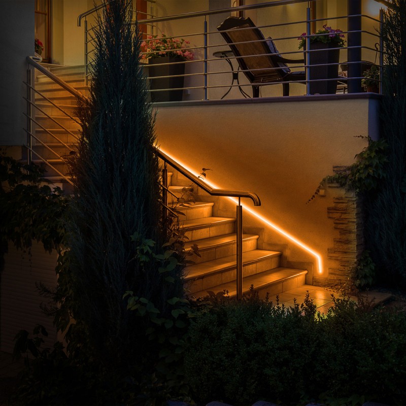 Flexible LED neon 24V DC - 4x10mm - 5 meters - Complete kit - IP67 - 11W/m - Lateral curvature