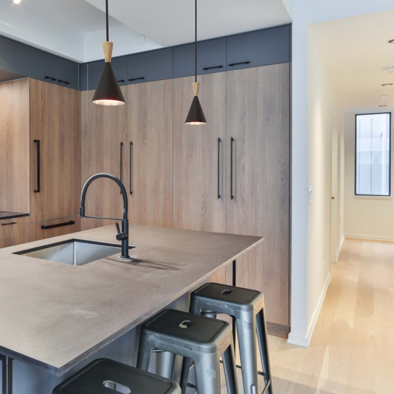 Nordic metal and wood pendant light "Exan"