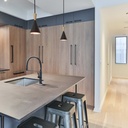 Nordic metal and wood pendant light "Exan"
