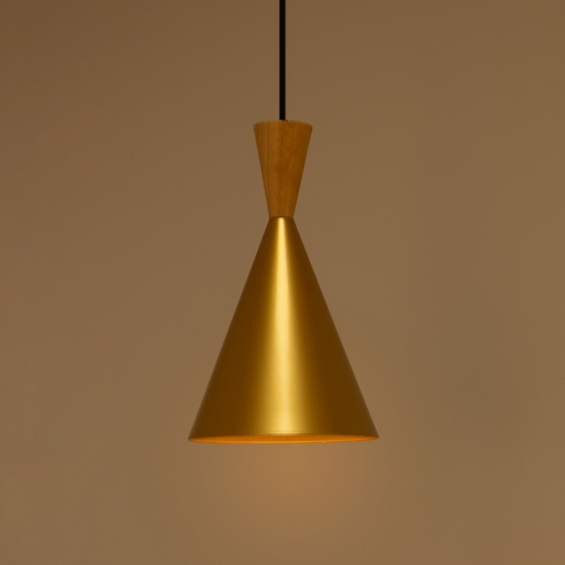Nordic metal and wood pendant light "Exan"