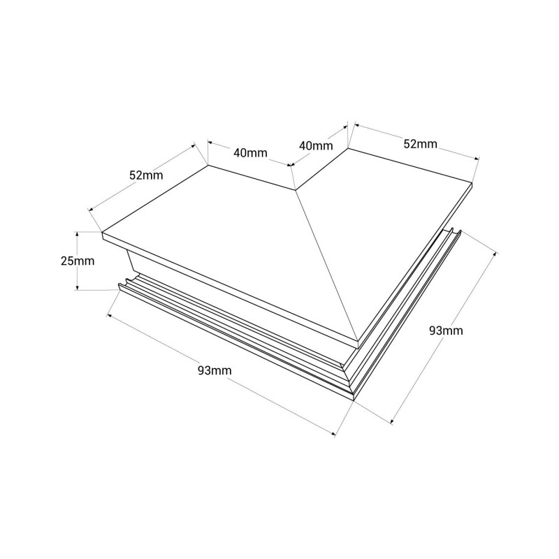 L connector for 20mm surface magnetic tracks - Vertical