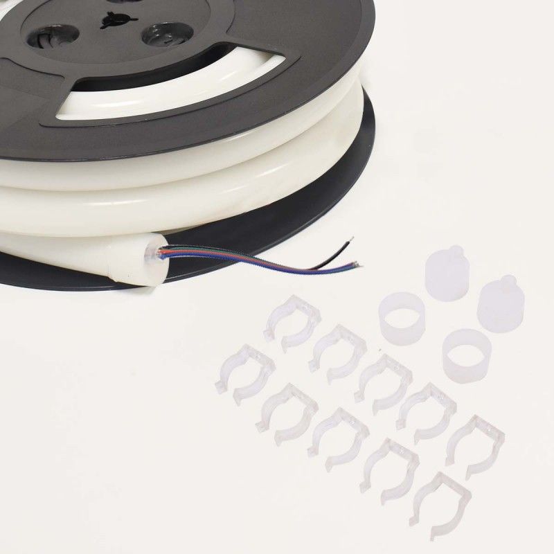 Flexible LED neon 360º circular RGB - 24 V - Ø20mm - 5 meters - 22W/m - Complete Kit - IP67