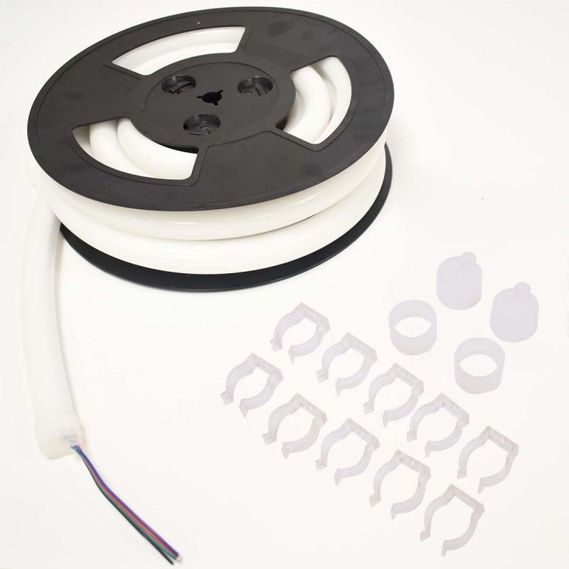 Flexible LED neon 360º circular RGB - 24 V - Ø20mm - 5 meters - 22W/m - Complete Kit - IP67