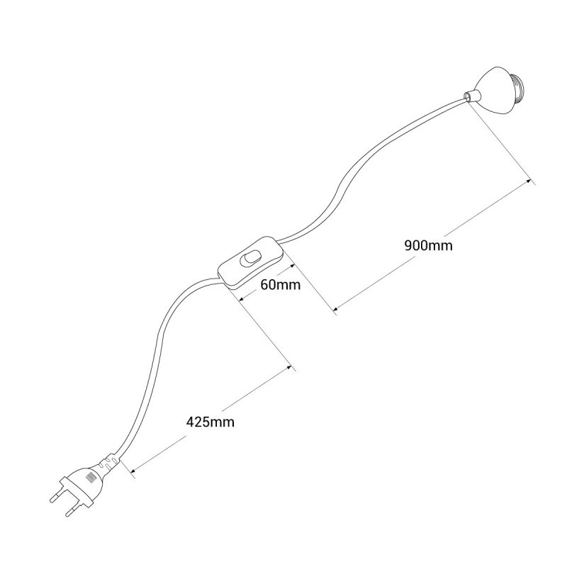 Table Lamp Cable - E27 Socket, switch, and plug - 1.3 m