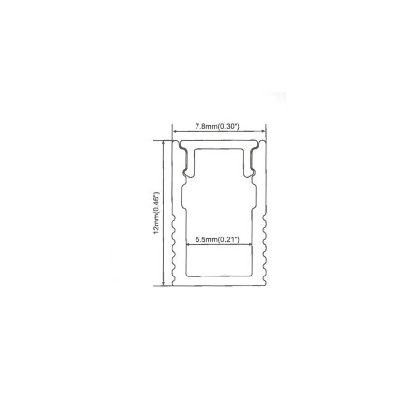 Aluminum profile 8X12mm surface for 5mm LED strip (2m)