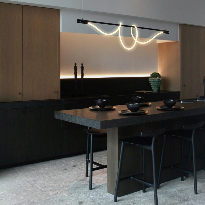 Corda" modern neon undulating pendant lamp - 360º - 45W - 3000K