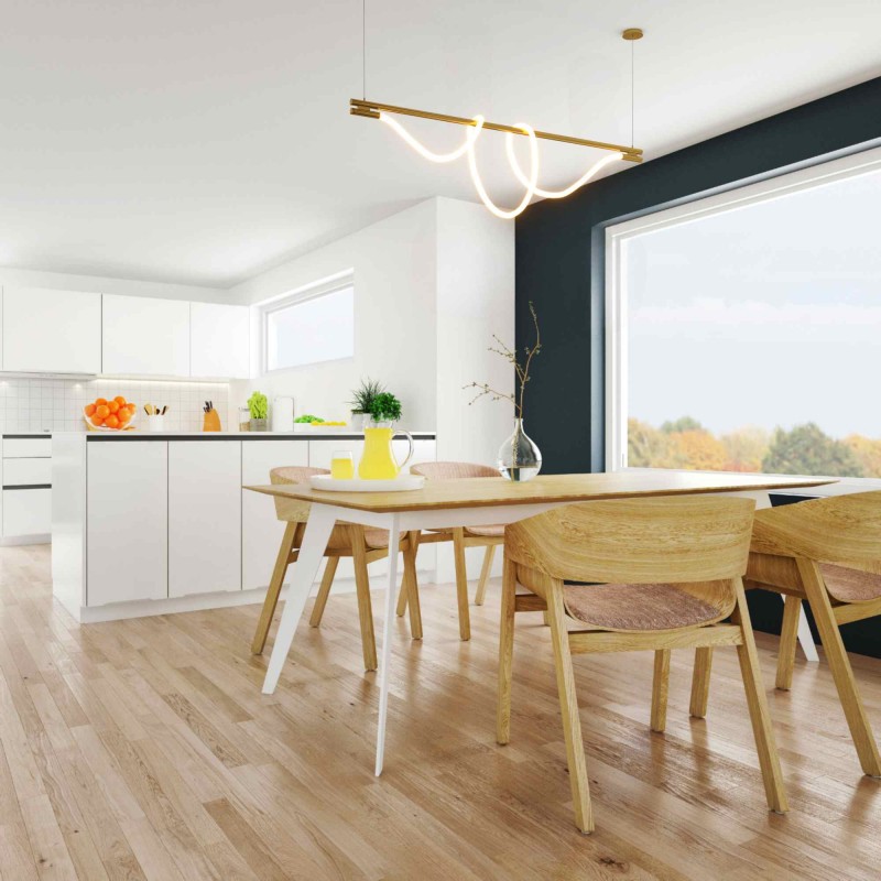 Corda" modern neon undulating pendant lamp - 360º - 45W - 3000K