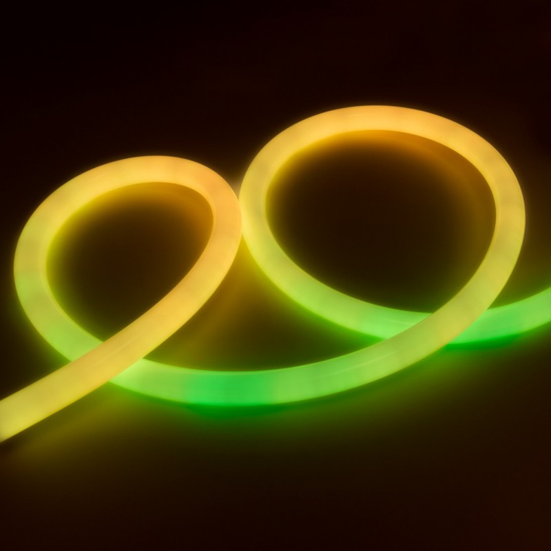 Intelligent RGB flexible LED neon IC - 360º circular - Ø22mm - 2 meters - 12V DC - 28W/m - IP65